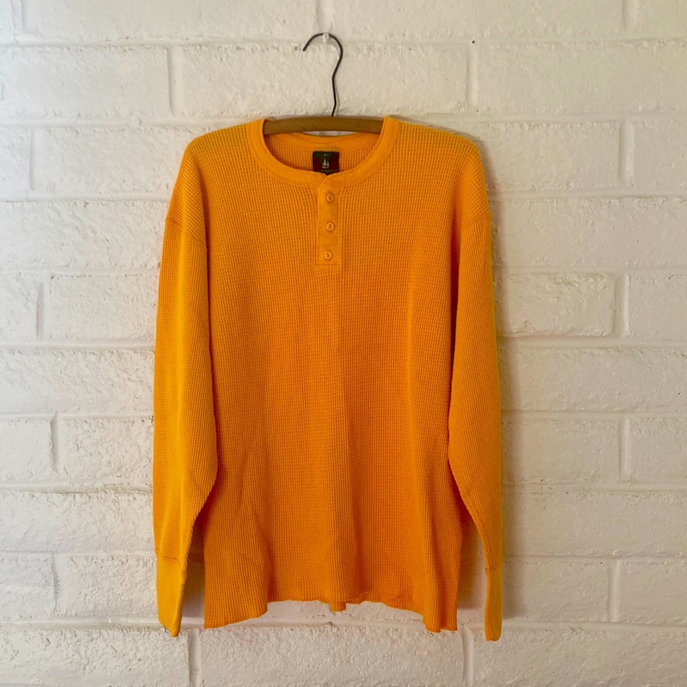 Vintage 1980s High Sierra by Mervyns Thermal Yellow Henley